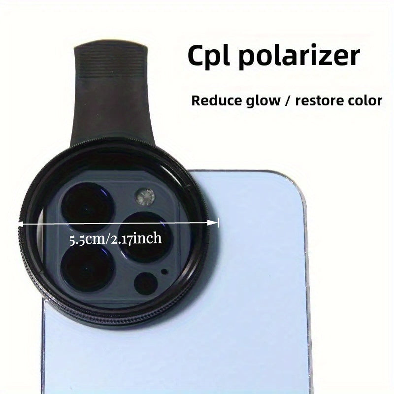 5Filtre CPL Polarisant 52mm à Pince pour Smartphone - Élimine Reflets et Éblouissements