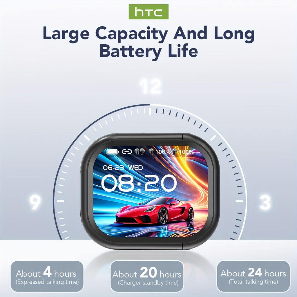 Casque Traducteur IA HTC NE20 - 131+ Langues Sans Fil Bluetooth 6.0 Écran LCD Tactile