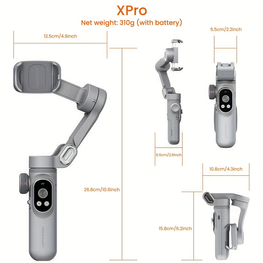 AStabilisateur AOCHUAN Smart XPro - Gimbal Smartphone avec Trépied & LED