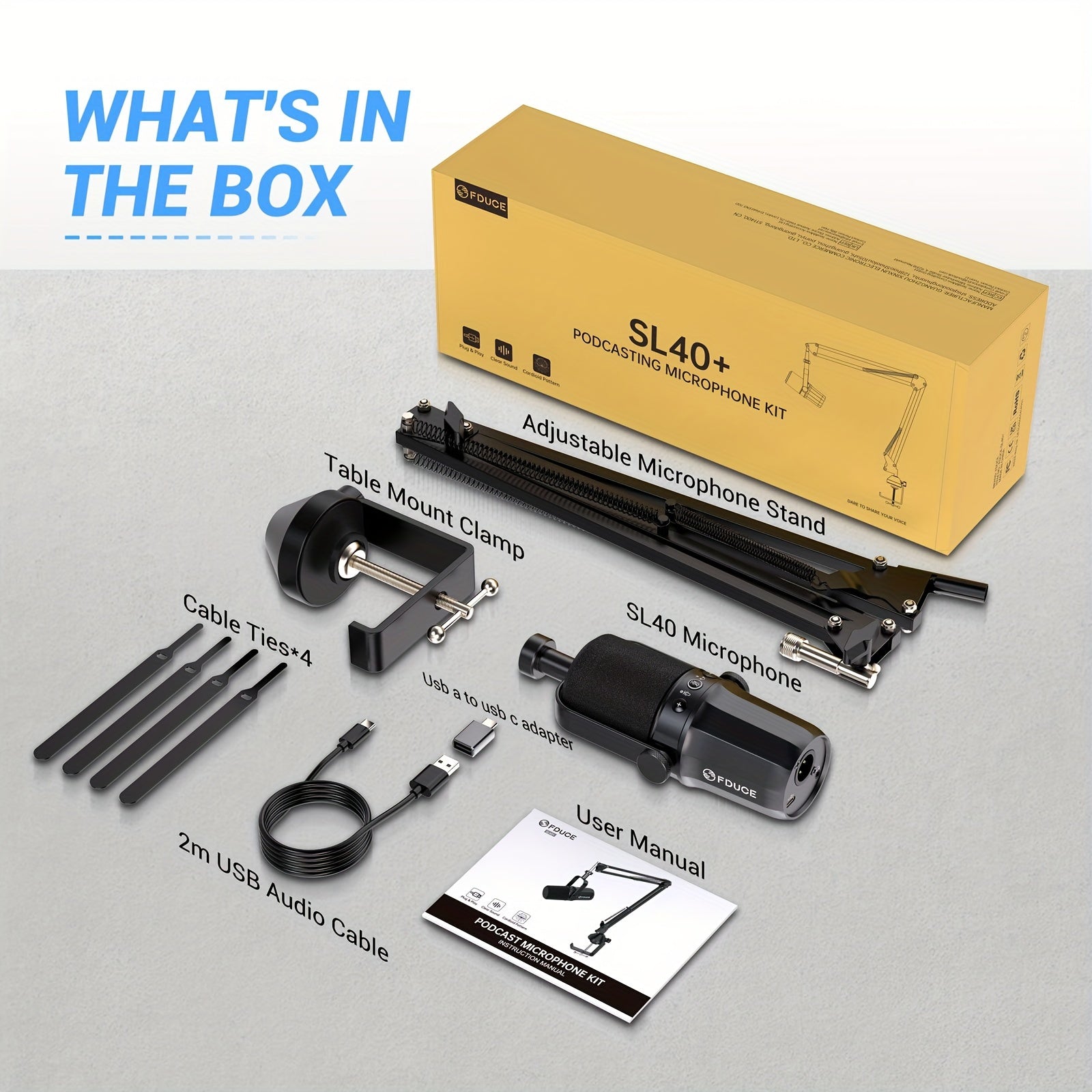 Microphone USB/XLR FDUCE SL40+ 96kHz/24bit - Isolation Vocale Pro