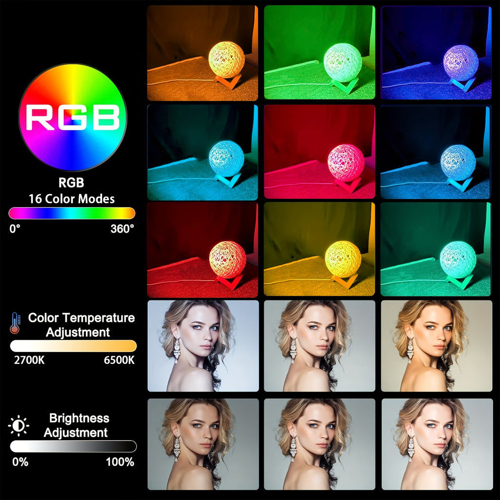 Lumière LED RGB Portable avec Clip - Éclairage Vidéo Rechargeable pour Smartphone, Tablette et Ordinateur