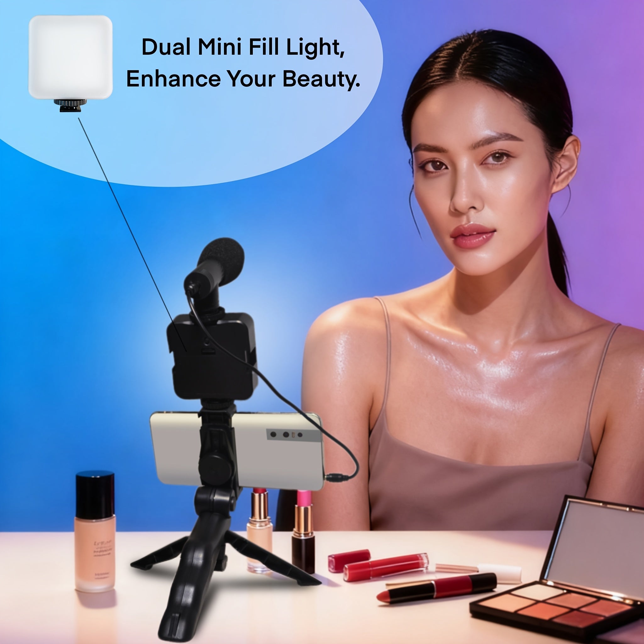 Kit Vlogging Complet avec Trépied, LED et Micro