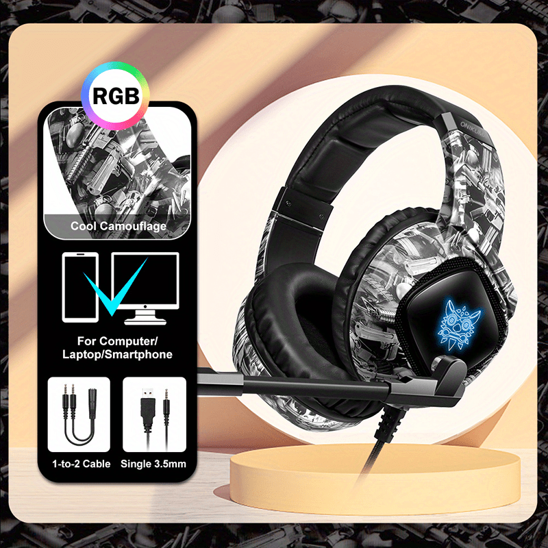 Écouteurs Gaming ONIKUMA LED - Basses Puissantes - Micro Réduction Bruit