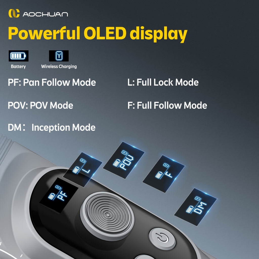 AStabilisateur AOCHUAN Smart XPro - Gimbal Smartphone avec Trépied & LED