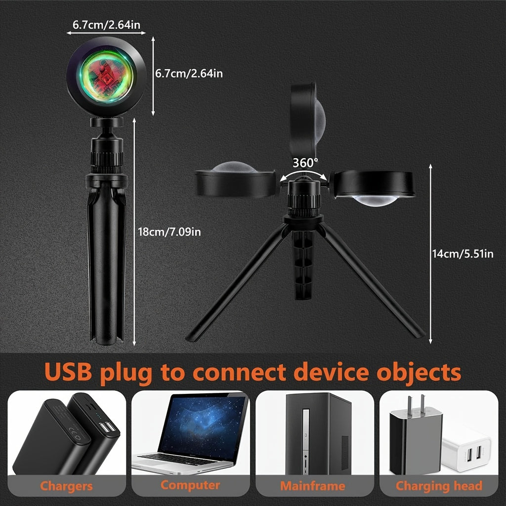 Lampe Coucher de Soleil RGB - Lampe d'Ambiance avec Télécommande et Support Ajustable