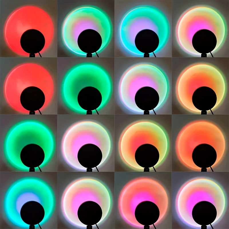 Lampe Coucher de Soleil RGB - Lampe d'Ambiance avec Télécommande et Support Ajustable