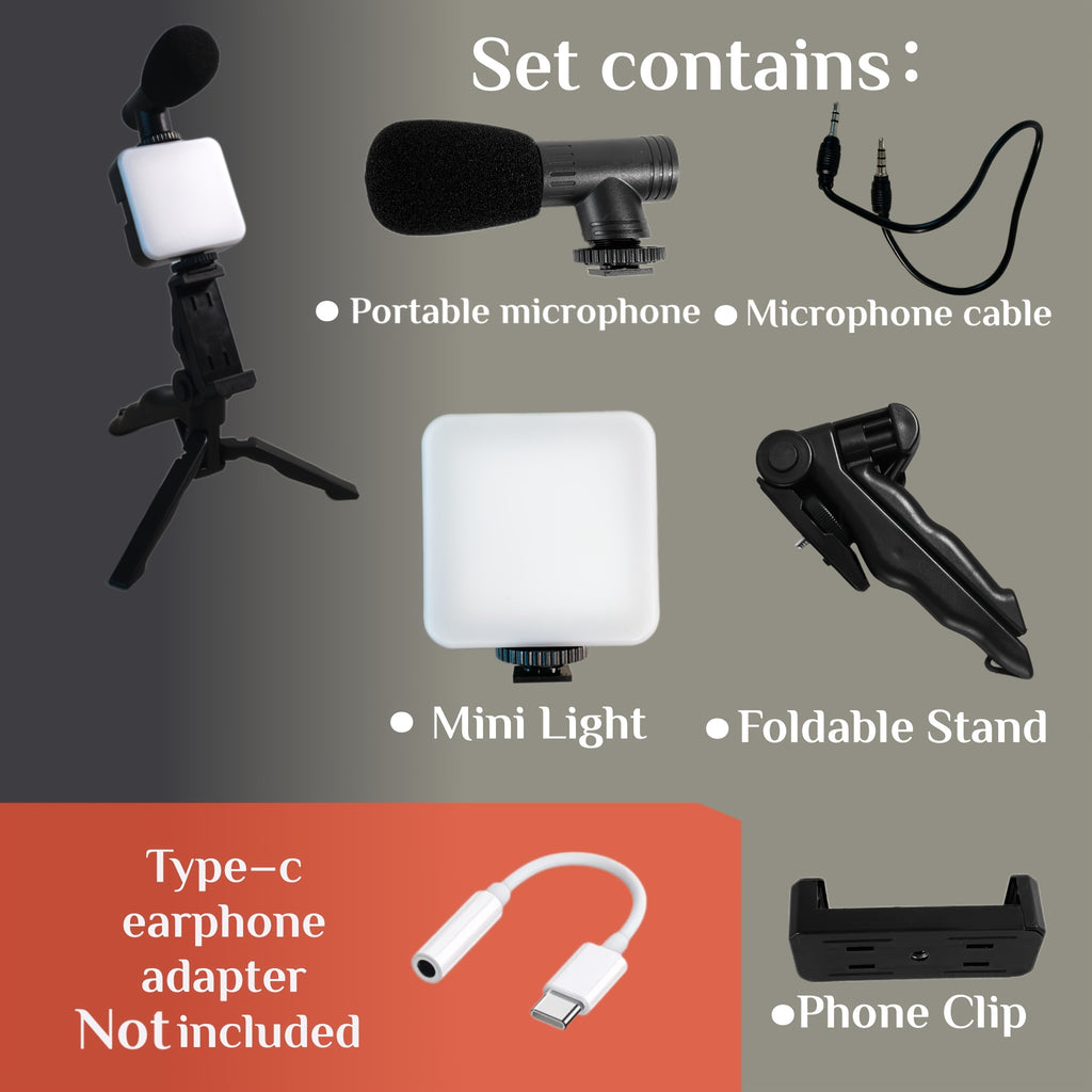Kit Vlogging Complet avec Trépied, LED et Micro