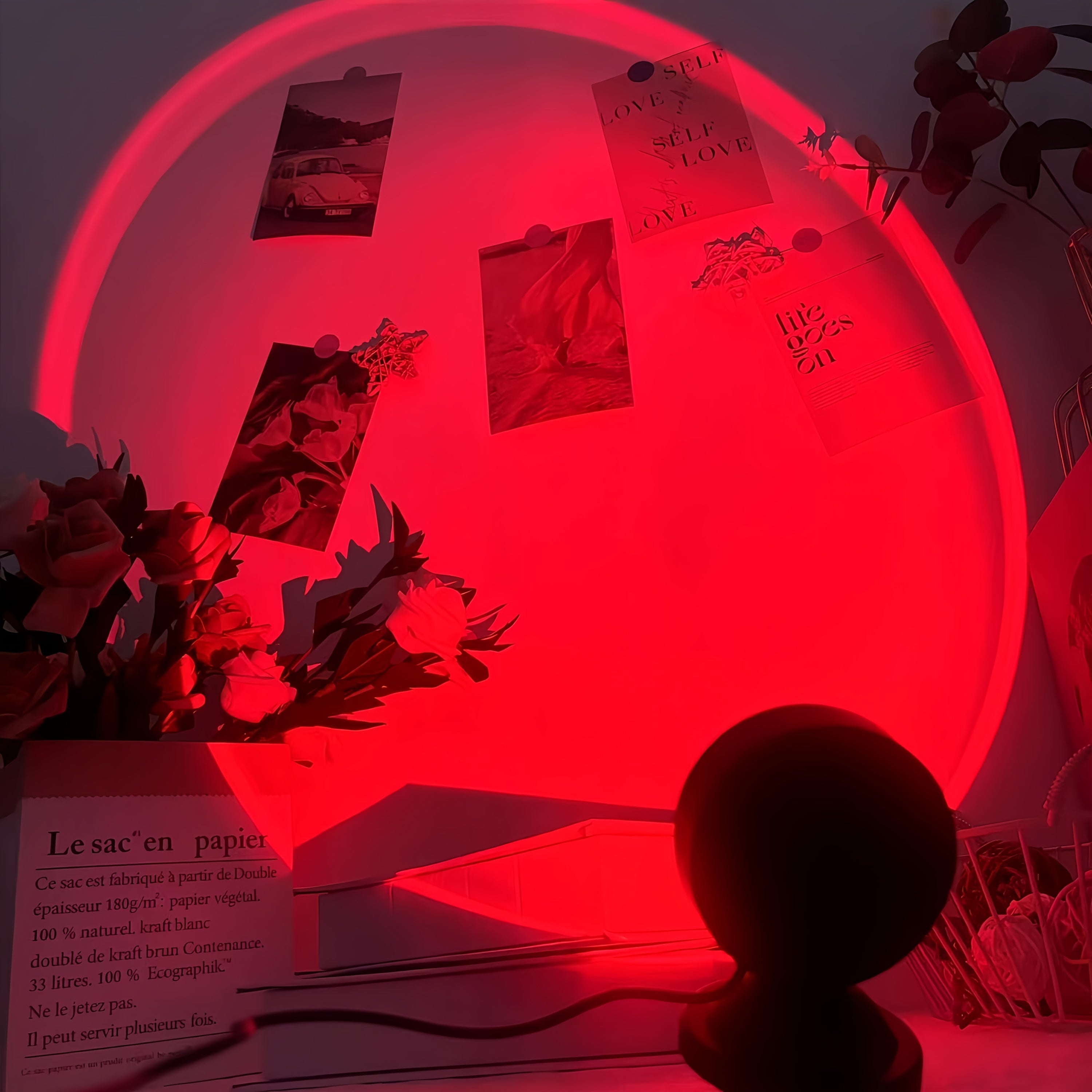 Lampe de Projection Coucher de Soleil RGB - Lampe d'Ambiance Minimaliste avec Télécommande USB