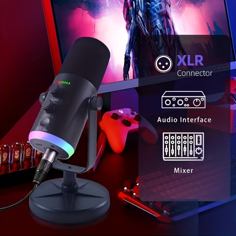 Microphone Dynamique XLR/USB RGB - Gaming & Streaming Pro