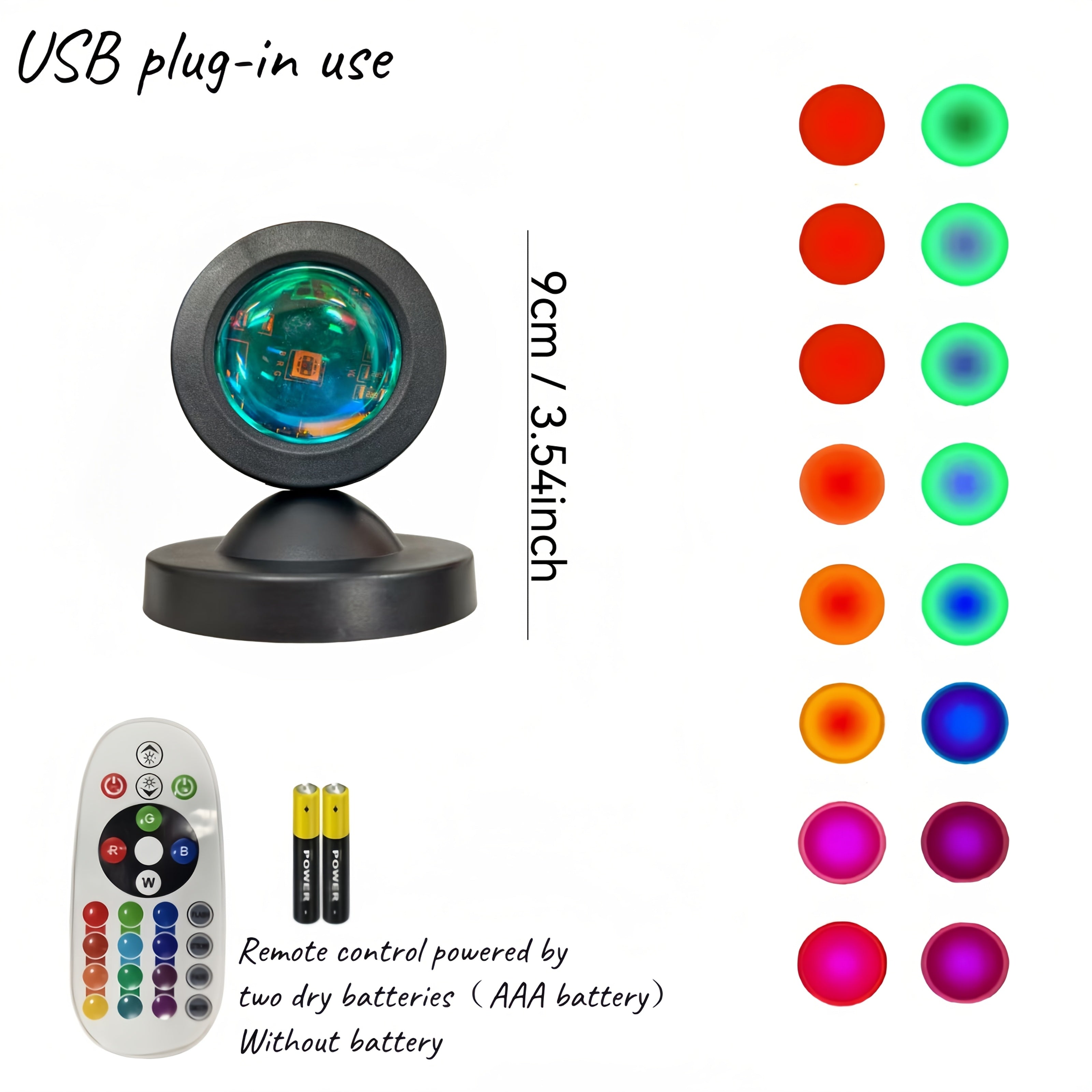 Lampe de Projection Coucher de Soleil RGB - Lampe d'Ambiance Minimaliste avec Télécommande USB