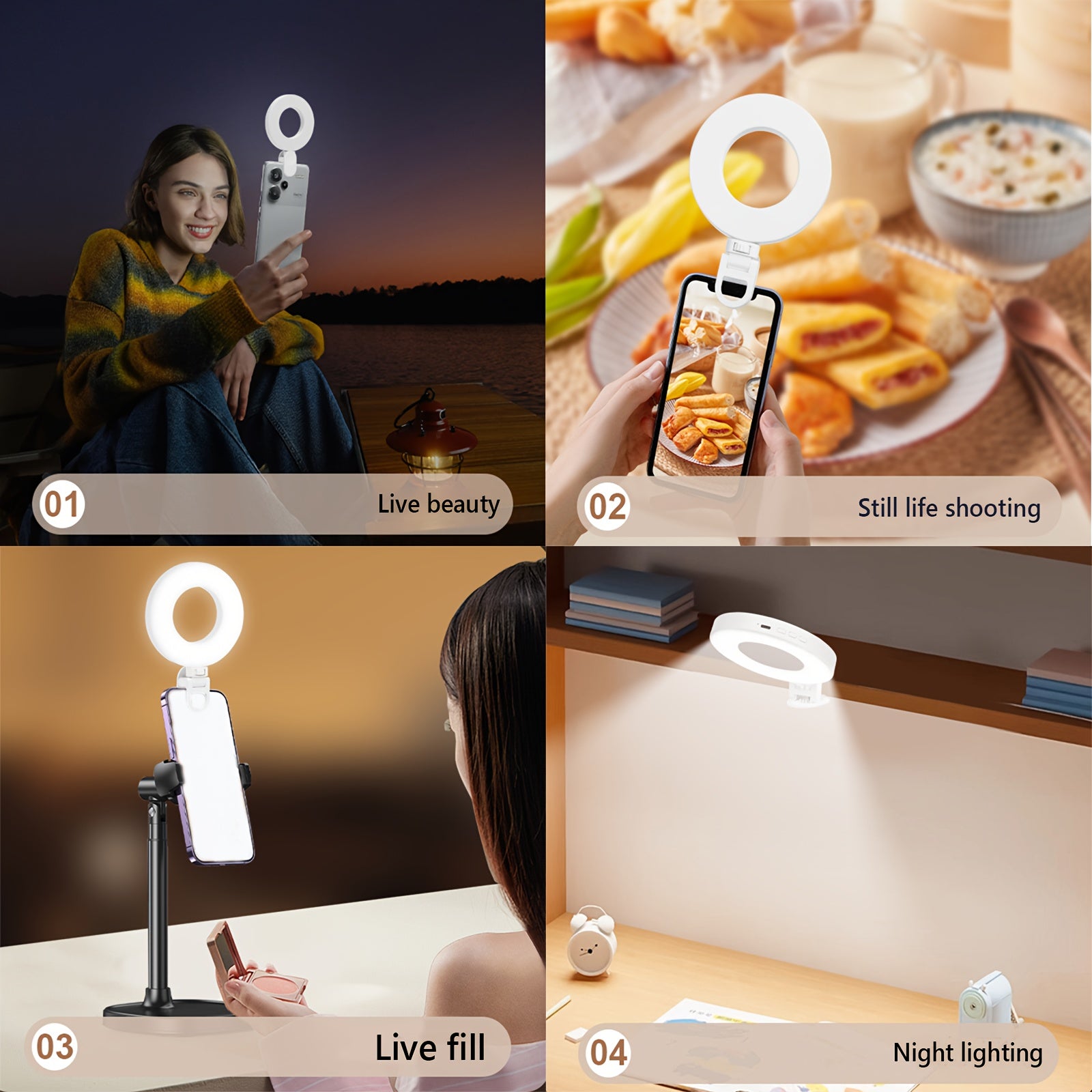 Ring Light Portable Rechargeable - 80 LED avec 3 Températures de Couleur