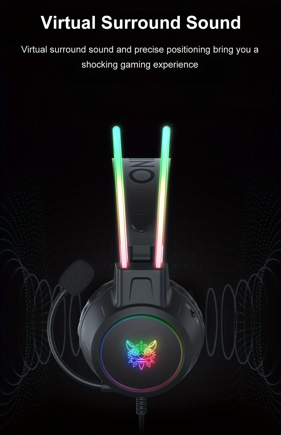 Casque Gaming ONIKUMA RGB - Micro Antibruit Double Perche, Son Surround Stéréo