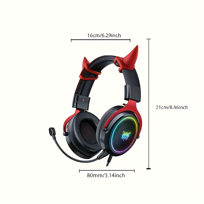 Casque Gaming ONIKUMA X10 RGB avec Cornes de Diable, Son Surround Stéréo, Subwoofer, pour PS4 PS5 PC Xbox One Switch