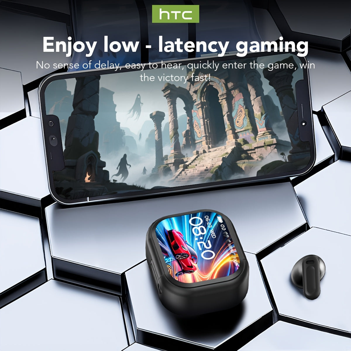 Casque Traducteur IA HTC NE20 - 131+ Langues Sans Fil Bluetooth 6.0 Écran LCD Tactile