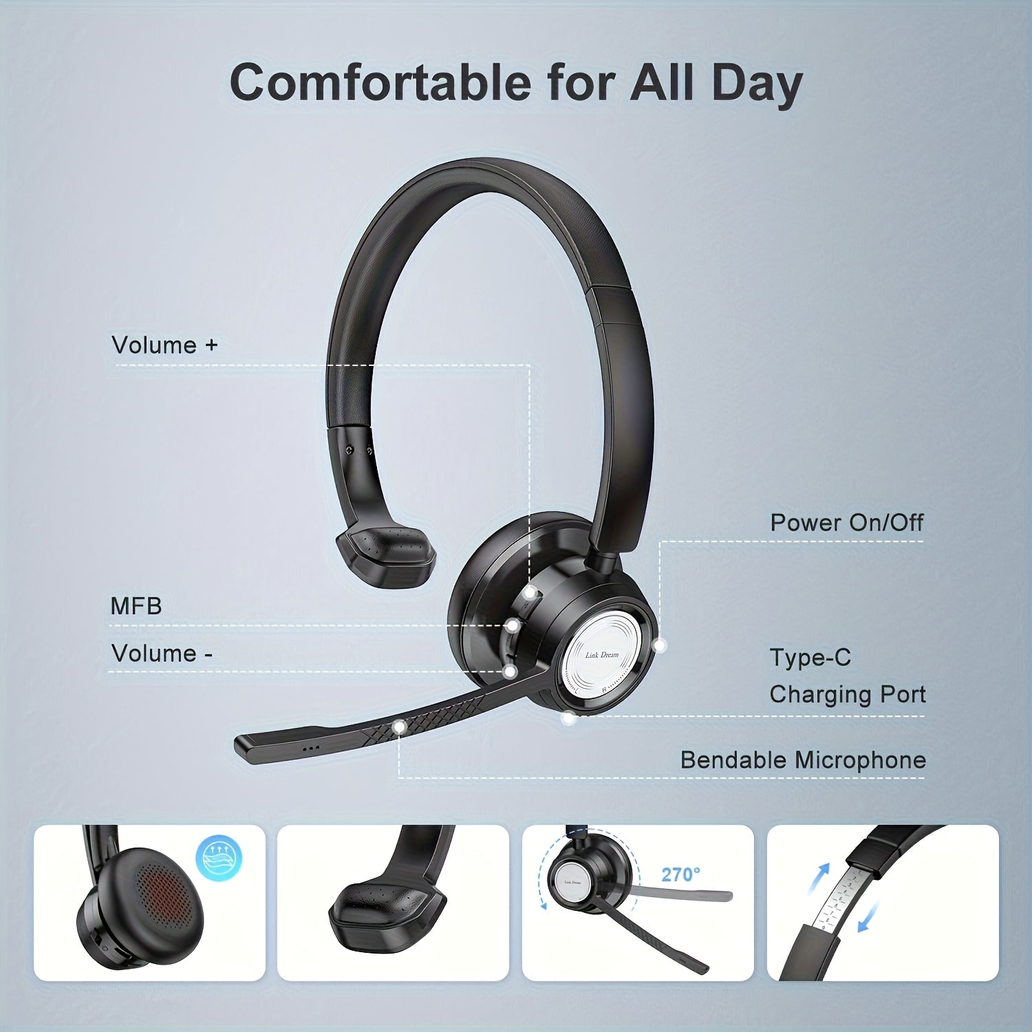 Casque Sans Fil Link Dream BH60 - 20h Autonomie - Réduction Bruit