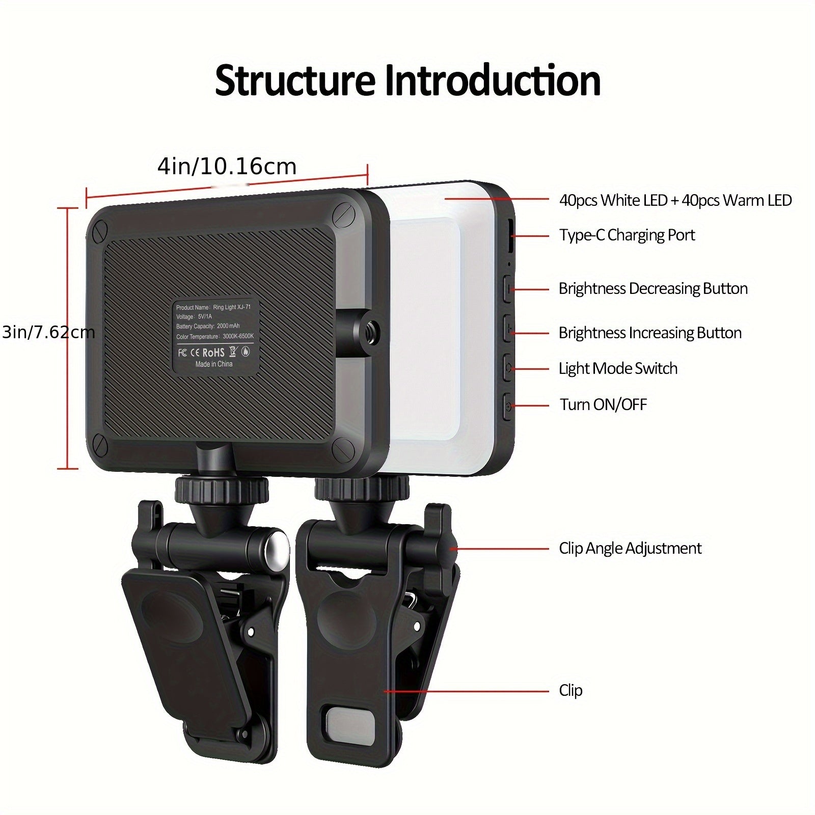 Lumière LED Portable avec Miroir pour Smartphone