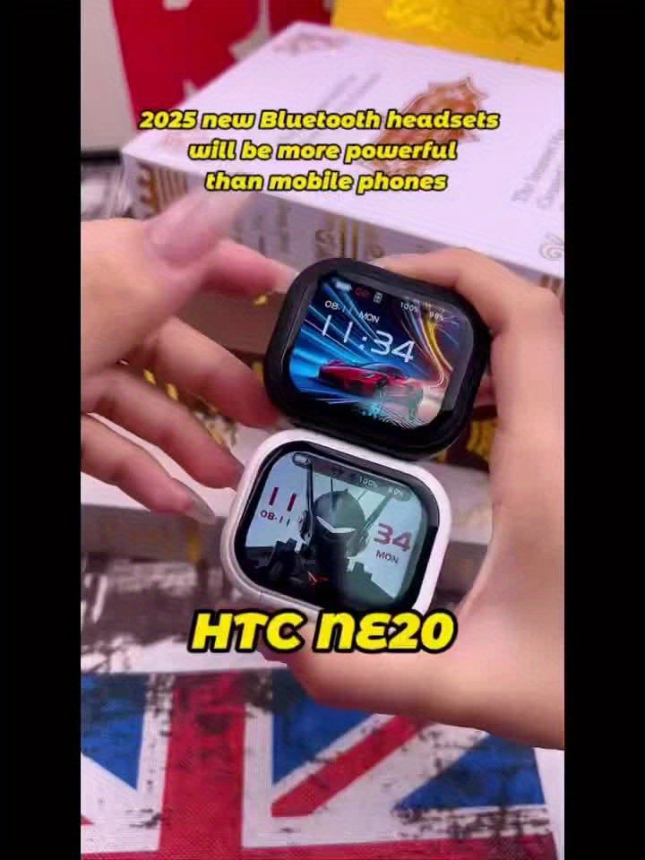 Casque Traducteur IA HTC NE20 - 131+ Langues Sans Fil Bluetooth 6.0 Écran LCD Tactile