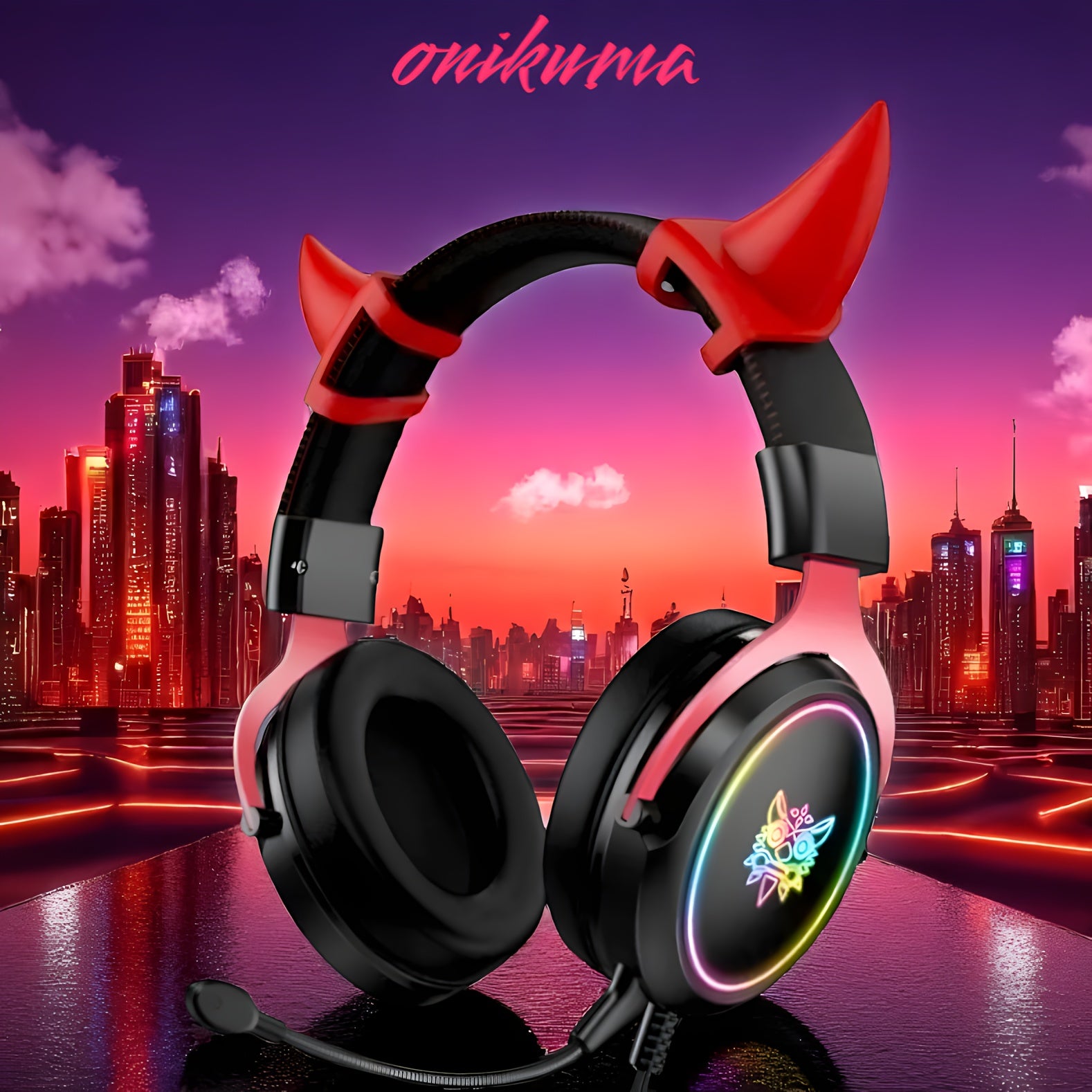 Casque Gaming ONIKUMA X10 RGB avec Cornes de Diable, Son Surround Stéréo, Subwoofer, pour PS4 PS5 PC Xbox One Switch