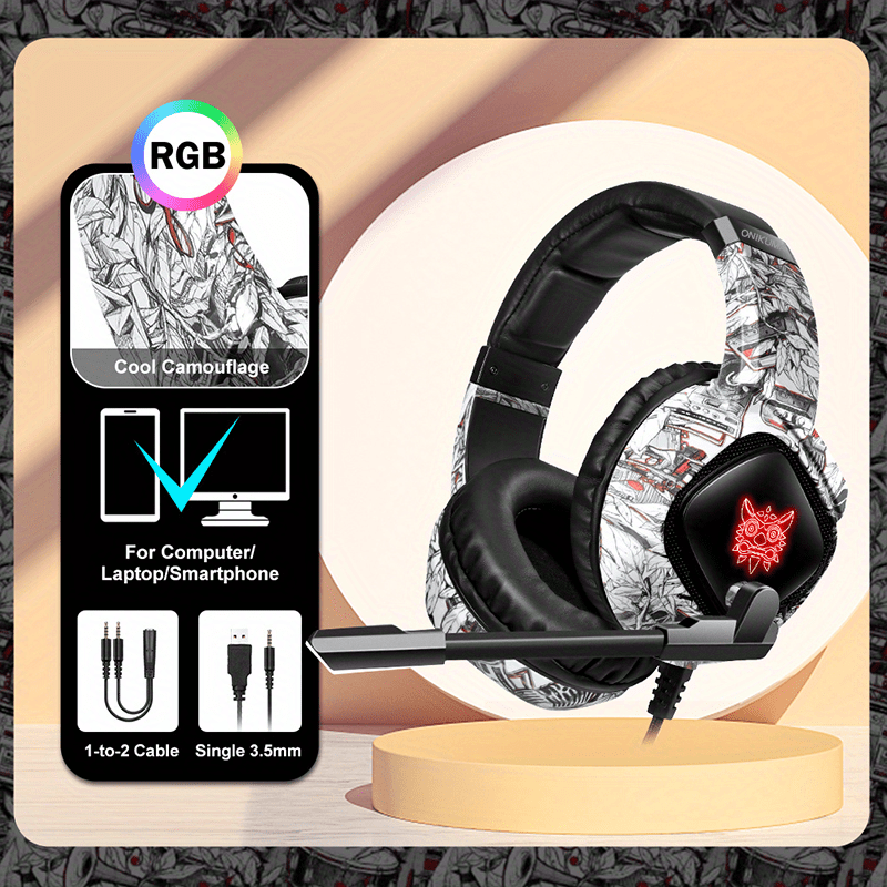 Écouteurs Gaming ONIKUMA LED - Basses Puissantes - Micro Réduction Bruit